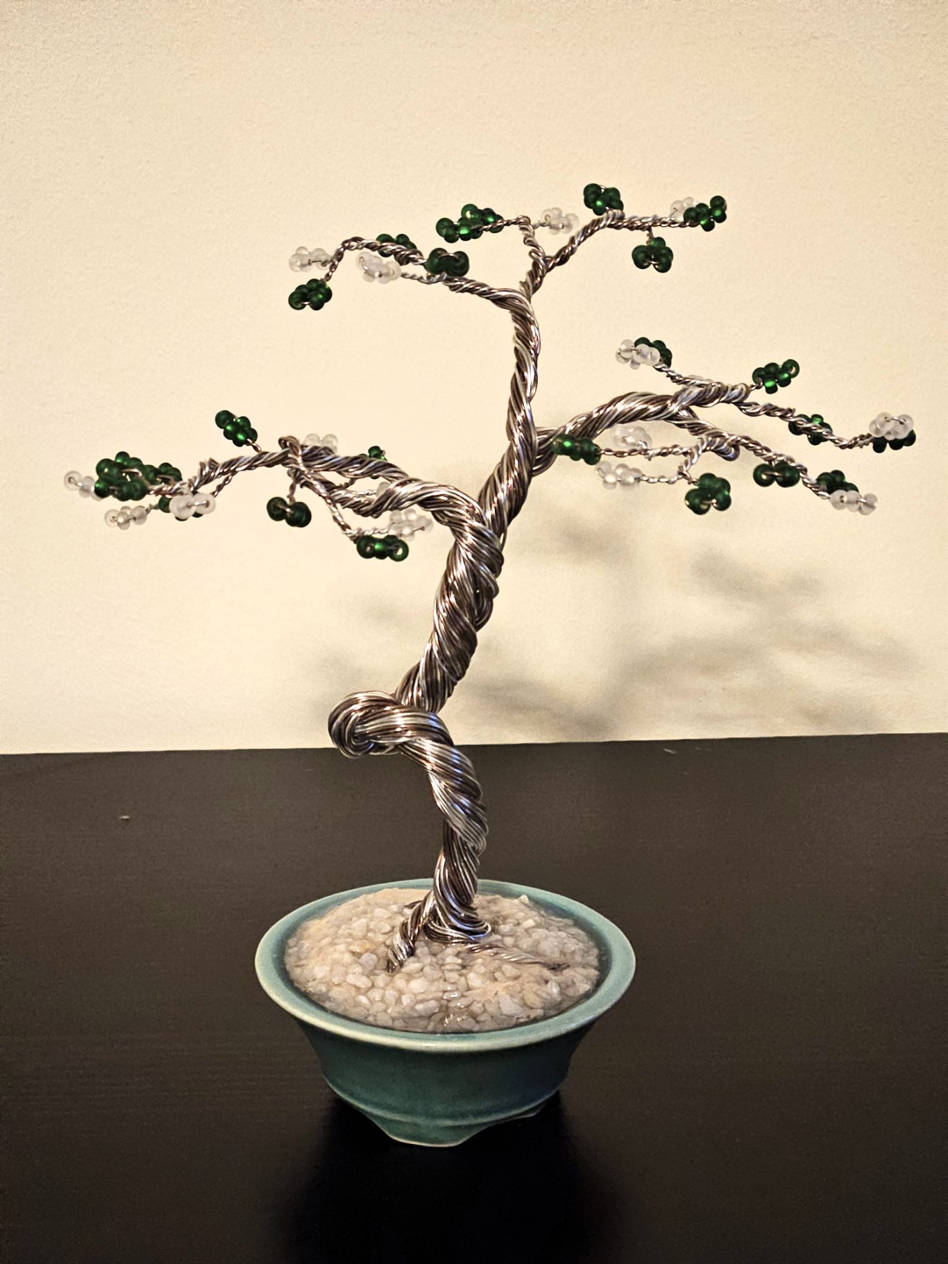 Drahtbonsai Grün/Weiß